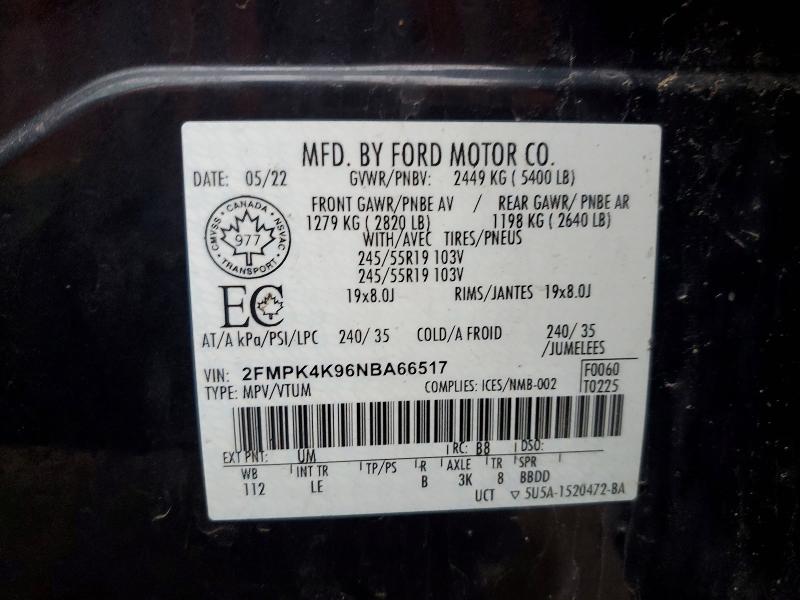 Продажа на аукционе авто 2022 Ford Edge, vin: 2FMPK4K96NBA66517, номер лота: 45685666