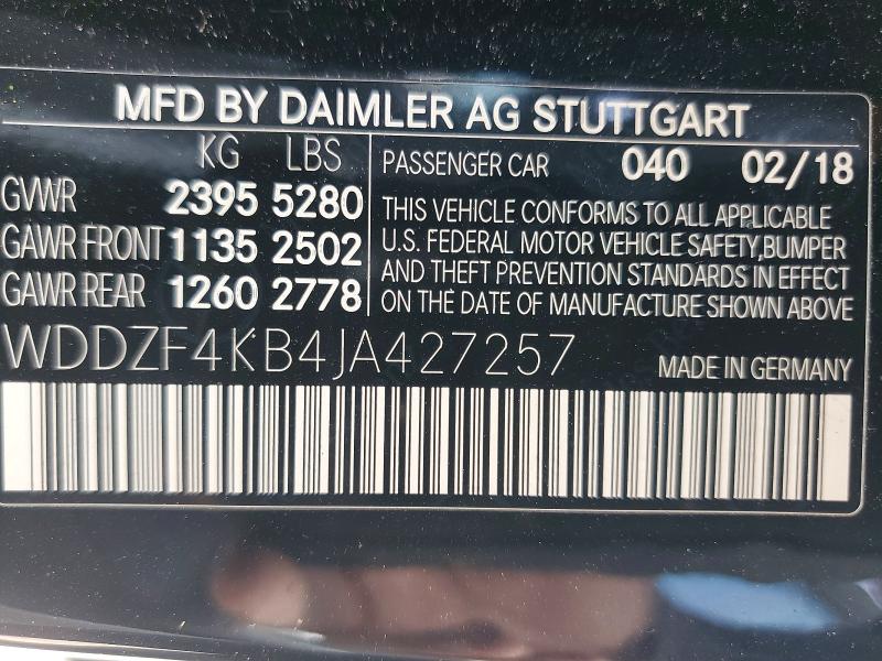 Aukcja sprzedaży 2018 Mercedes-benz E, vin: WDDZF4KB4JA427257, numer aukcji: 47278166