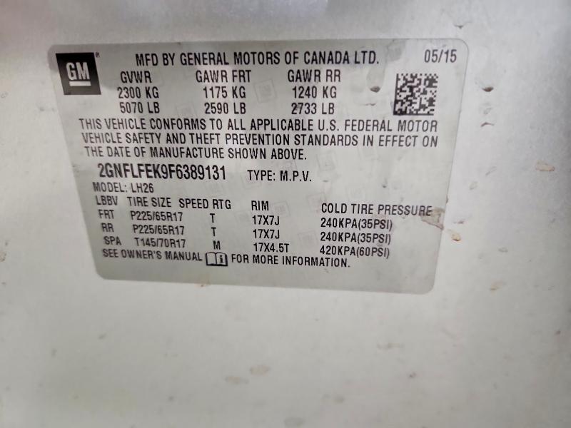 Aukcja sprzedaży 2015 Chevrolet Equinox, vin: 2GNFLFEK9F6389131, numer aukcji: 47356386
