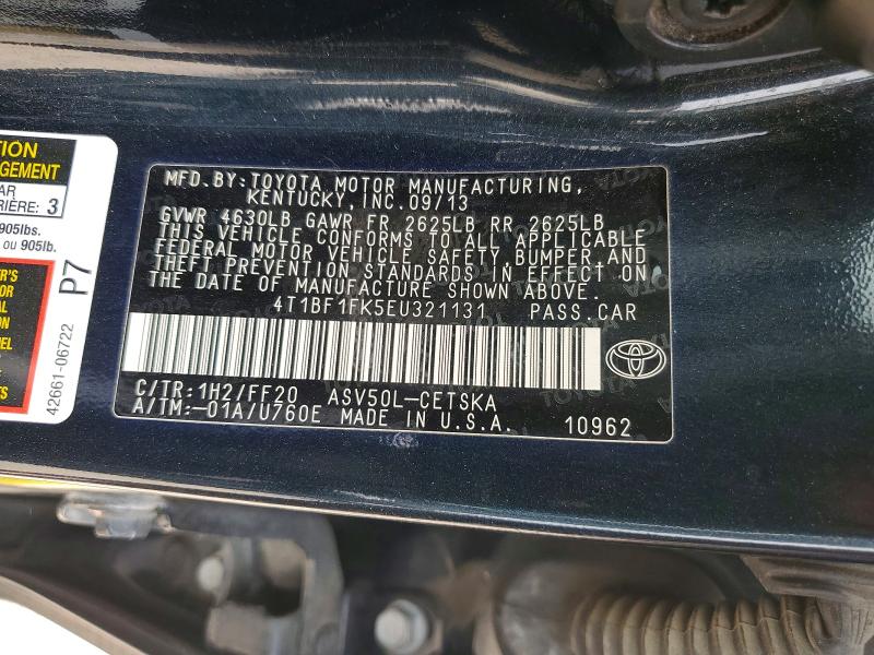 Aukcja sprzedaży 2014 Toyota Camry, vin: 4T1BF1FK5EU321131, numer aukcji: 46528116