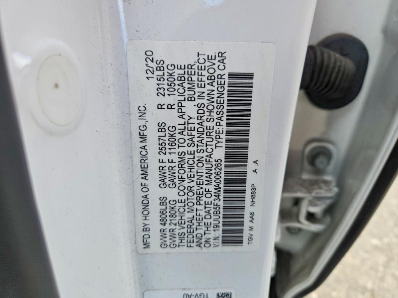 46090956 :رقم المزاد ، 19UUB5F34MA006265 vin ، 2021 Acura Tlx مزاد بيع