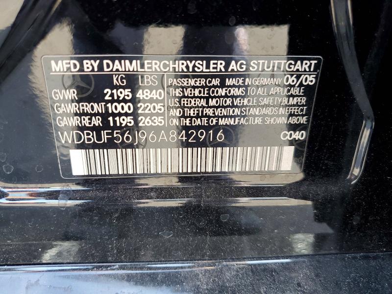 Aukcja sprzedaży 2006 Mercedes-benz E, vin: WDBUF56J96A842916, numer aukcji: 47226326