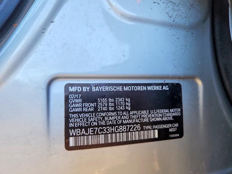 Aukcja sprzedaży 2017 Bmw 540, vin: WBAJE7C33HG887226, numer aukcji: 41907756