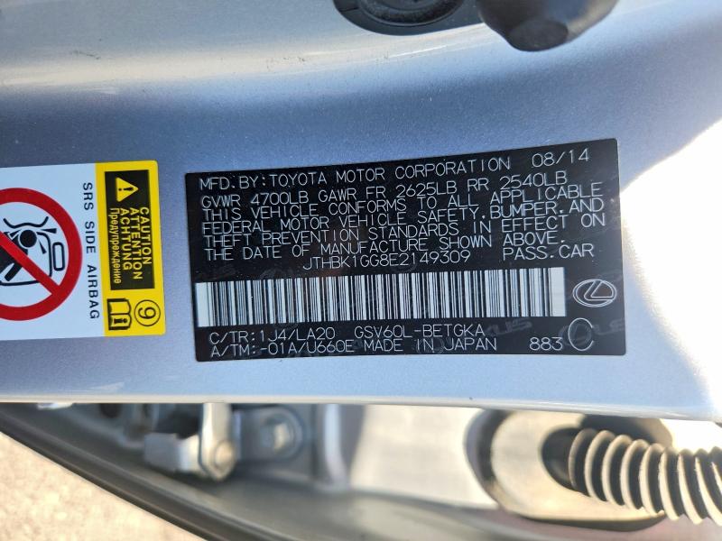 46934036 :رقم المزاد ، JTHBK1GG8E2149309 vin ، 2014 Lexus Es 350 مزاد بيع