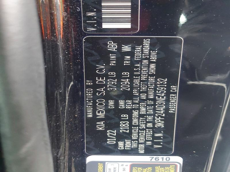 Aukcja sprzedaży 2022 Kia Forte, vin: 3KPF24AD3NE459132, numer aukcji: 79265325
