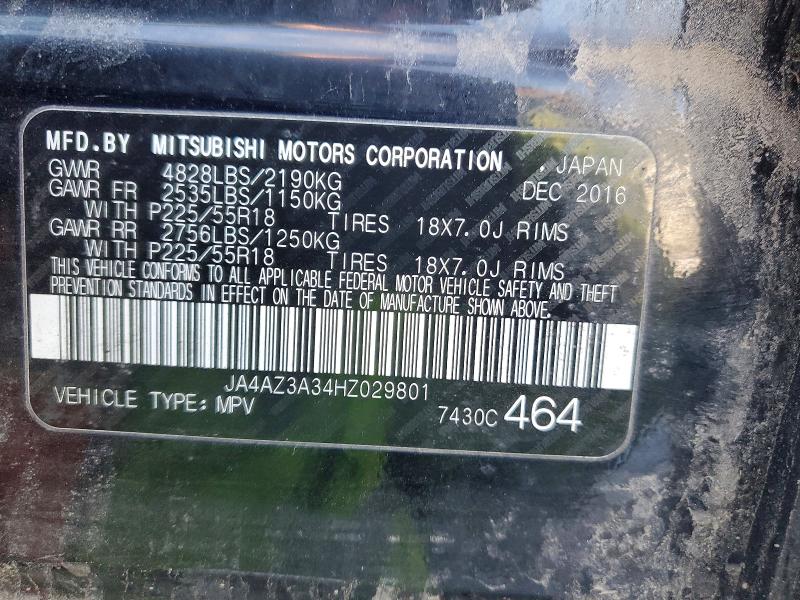 2017 Mitsubishi Outlander მანქანა იყიდება აუქციონზე, vin: JA4AZ3A34HZ029801, აუქციონის ნომერი: 47085616