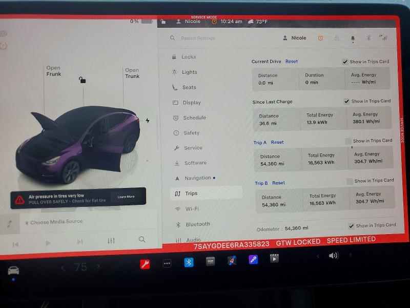 Продажа на аукционе авто 2024 Tesla Model Y, vin: 7SAYGDEE6RA335823, номер лота: 41810236