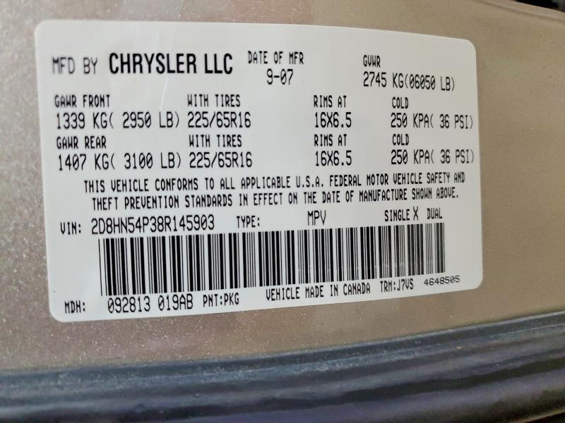 Auction sale of the 2008 Dodge Grand Caravan, vin: 2D8HN54P38R145903, lot number: 47695076
