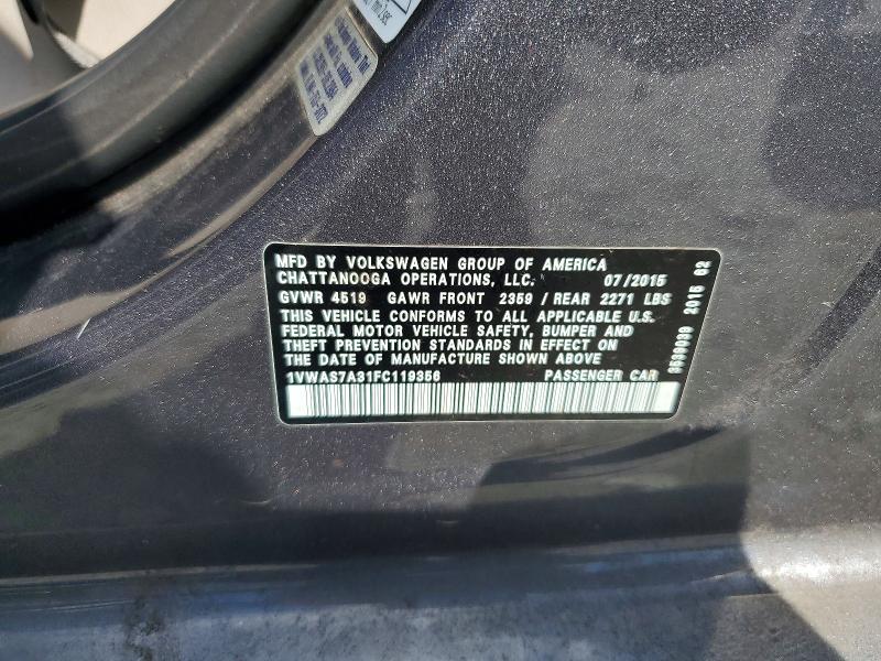 Aukcja sprzedaży 2015 Volkswagen Passat, vin: 1VWAS7A31FC119356, numer aukcji: 46817586