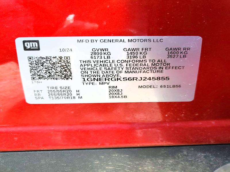 Продажа на аукционе авто 2024 Chevrolet Traverse, vin: 1GNERGKS6RJ245855, номер лота: 45750036