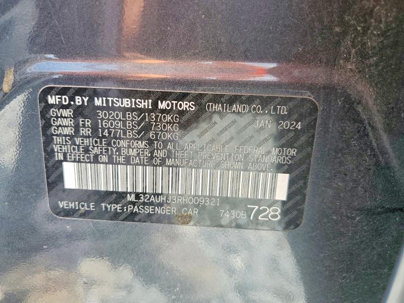 Продаж на аукціоні авто 2024 Mitsubishi Mirage, vin: ML32AUHJ3RH009321, номер лоту: 47606396