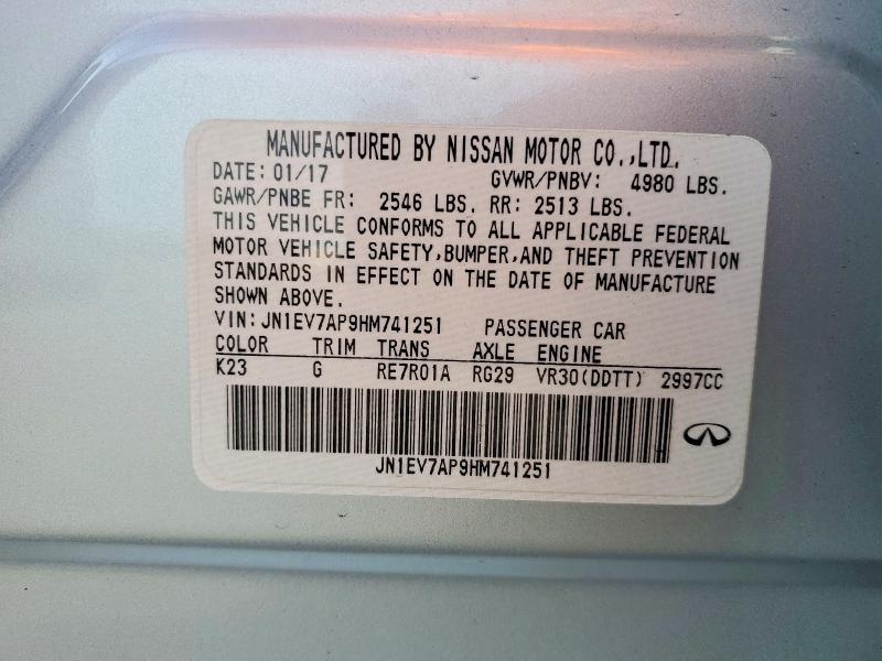 Aukcja sprzedaży 2017 Infiniti Q50, vin: JN1EV7AP9HM741251, numer aukcji: 47222226