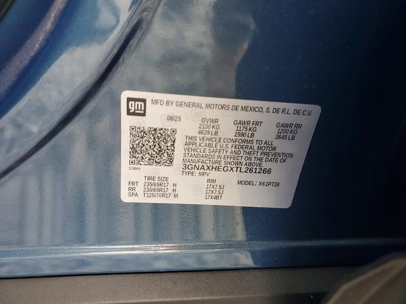 2026 Chevrolet Equinox მანქანა იყიდება აუქციონზე, vin: 3GNAXHEGXTL261266, აუქციონის ნომერი: 47591556