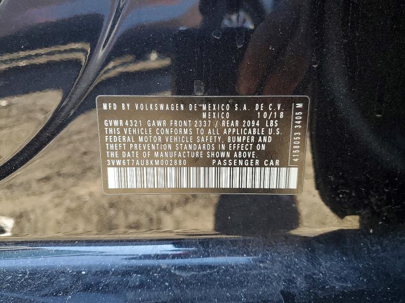 47210756 :رقم المزاد ، 3VW6T7AU8KM002880 vin ، 2019 Volkswagen Gti مزاد بيع