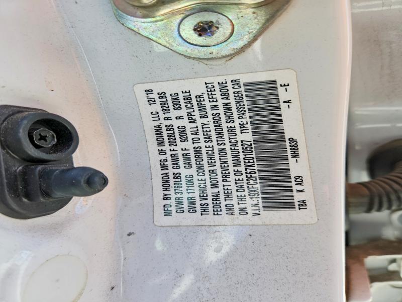 Продаж на аукціоні авто 2019 Honda Civic, vin: 19XFC2F67KE010527, номер лоту: 47212776