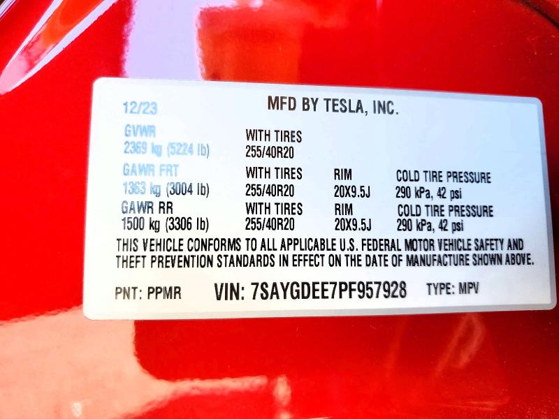 46674996 :رقم المزاد ، 7SAYGDEE7PF957928 vin ، 2023 Tesla Model Y مزاد بيع