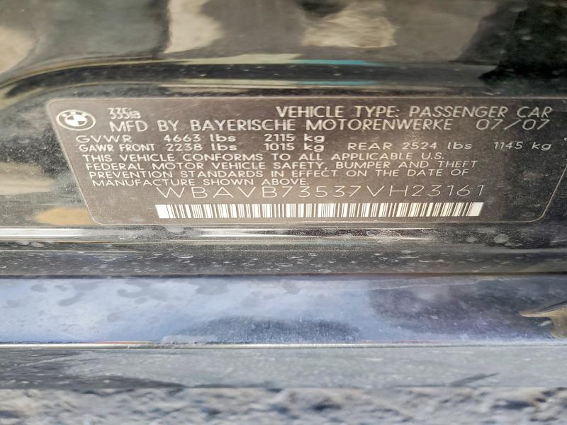 47384286 :رقم المزاد ، WBAVB73537VH23161 vin ، 2007 Bmw 335 مزاد بيع