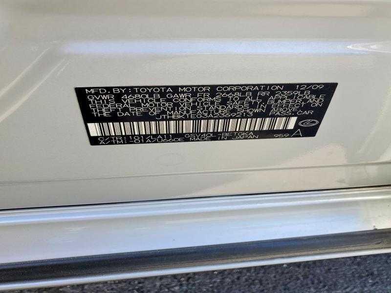 79507035 :رقم المزاد ، JTHBK1EG3A2369213 vin ، 2010 Lexus Es 350 مزاد بيع