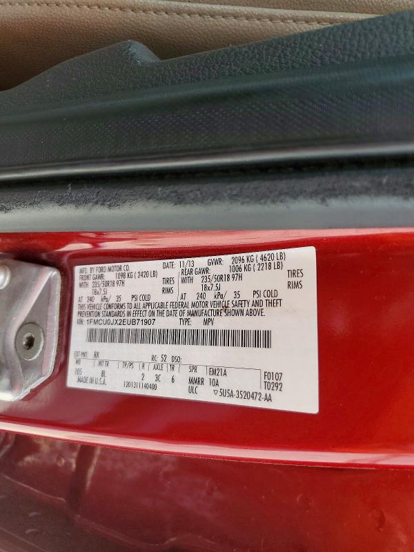 46960096 :رقم المزاد ، 1FMCU0JX2EUB71907 vin ، 2014 Ford Escape مزاد بيع