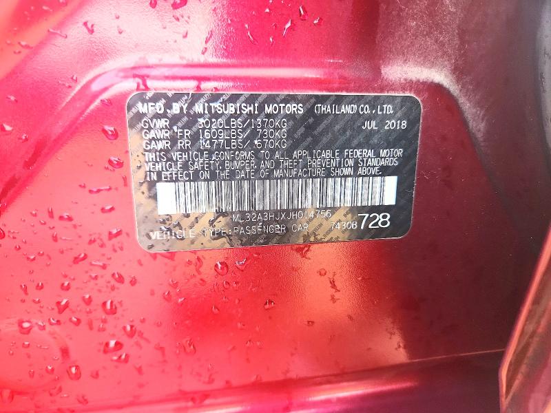 Продаж на аукціоні авто 2018 Mitsubishi Mirage, vin: ML32A3HJXJH014756, номер лоту: 41703966