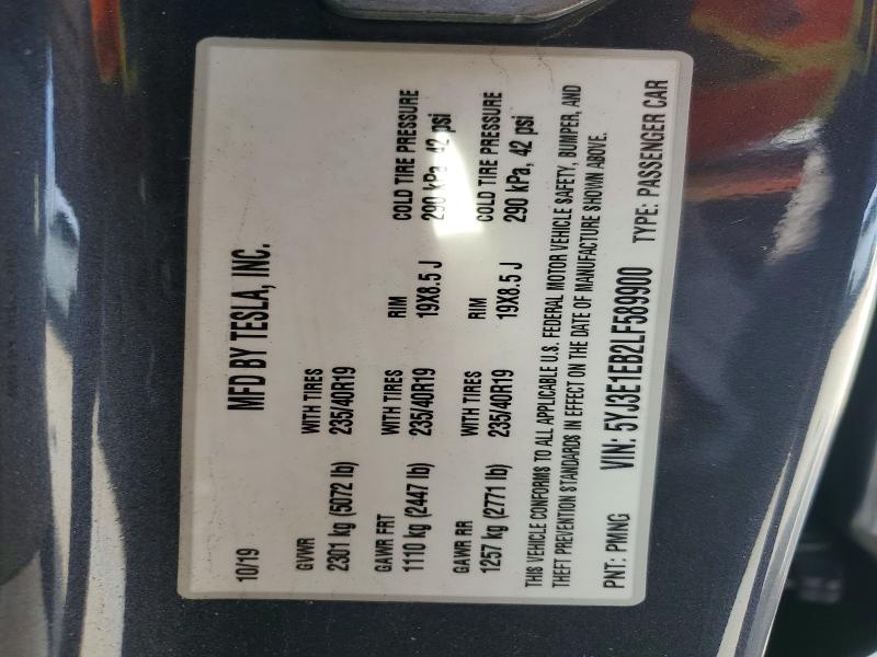 Продаж на аукціоні авто 2020 Tesla Model 3, vin: 5YJ3E1EB2LF589900, номер лоту: 47994286