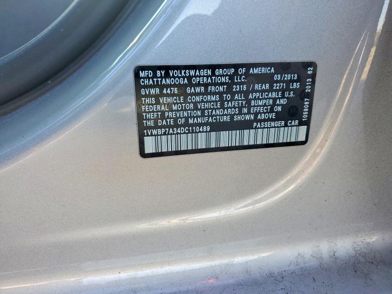 Продаж на аукціоні авто 2013 Volkswagen Passat, vin: 1VWBP7A34DC110489, номер лоту: 46986416