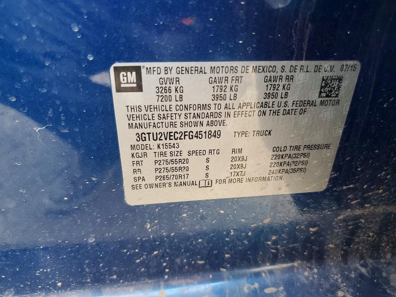 Продажа на аукционе авто 2015 Gmc Sierra, vin: 3GTU2VEC2FG451849, номер лота: 41877786