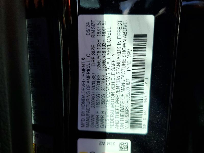 45759616 :رقم المزاد ، 5J6RS5H50SL001837 vin ، 2025 Honda Cr-v مزاد بيع