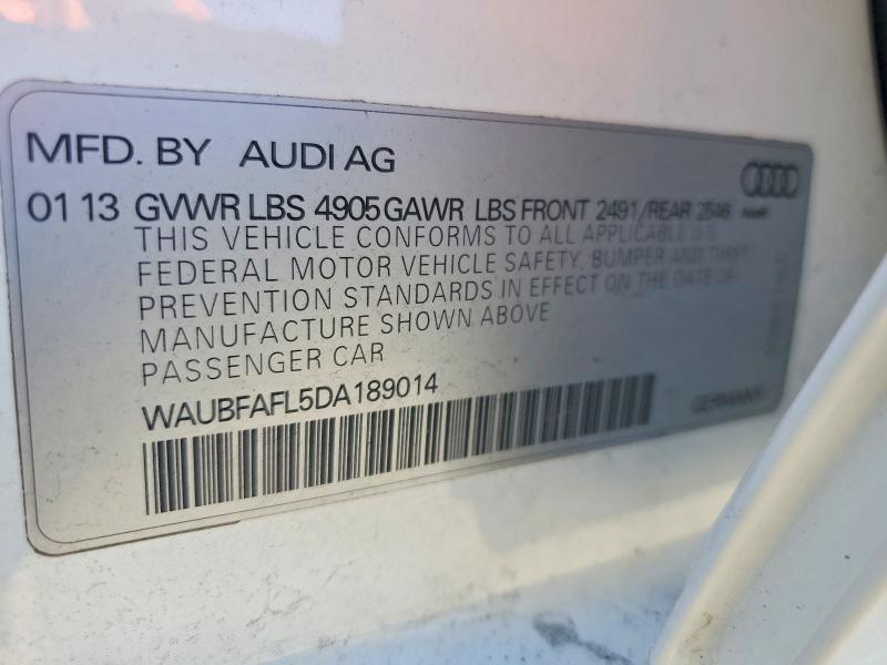 41878846 :رقم المزاد ، WAUBFAFL5DA189014 vin ، 2013 Audi A4 مزاد بيع