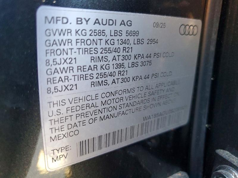 47545416 :رقم المزاد ، WA1B5AGU0S2091829 vin ، 2025 Audi Sq5 مزاد بيع