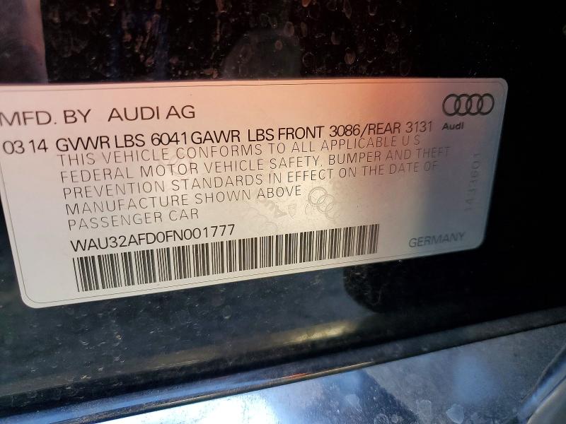 79974385 :رقم المزاد ، WAU32AFD0FN001777 vin ، 2015 Audi A8 مزاد بيع