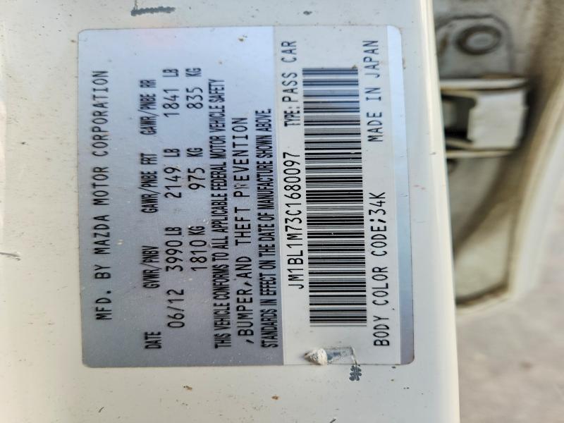 Aukcja sprzedaży 2012 Mazda 3, vin: JM1BL1M73C1680097, numer aukcji: 41639346