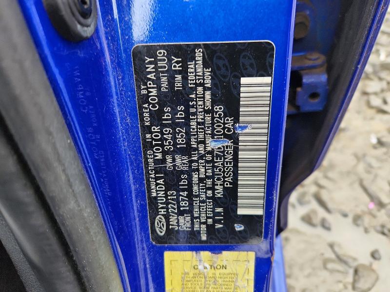 2013 Hyundai Accent მანქანა იყიდება აუქციონზე, vin: KMHCU5AE7DU100258, აუქციონის ნომერი: 47064706