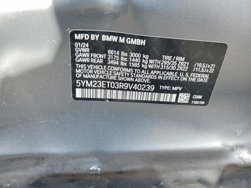 2024 Bmw X6 მანქანა იყიდება აუქციონზე, vin: 5YM23ET03R9V40239, აუქციონის ნომერი: 41635326