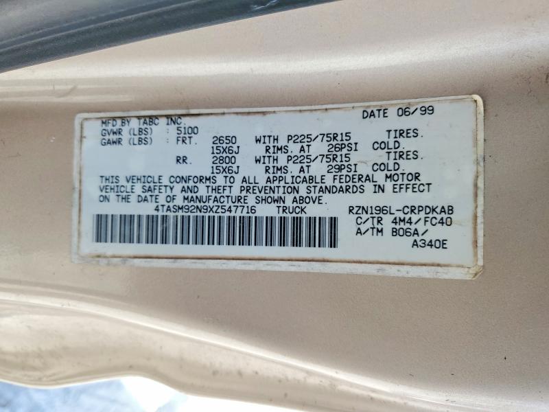 Aukcja sprzedaży 1999 Toyota Tacoma, vin: 4TASM92N9XZ547716, numer aukcji: 45541836