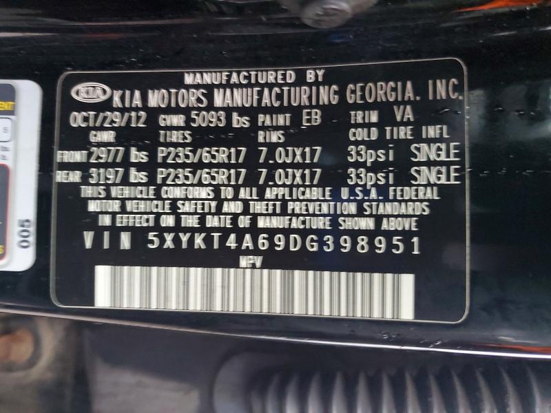 Продажа на аукционе авто 2013 Kia Sorento, vin: 5XYKT4A69DG398951, номер лота: 46852306