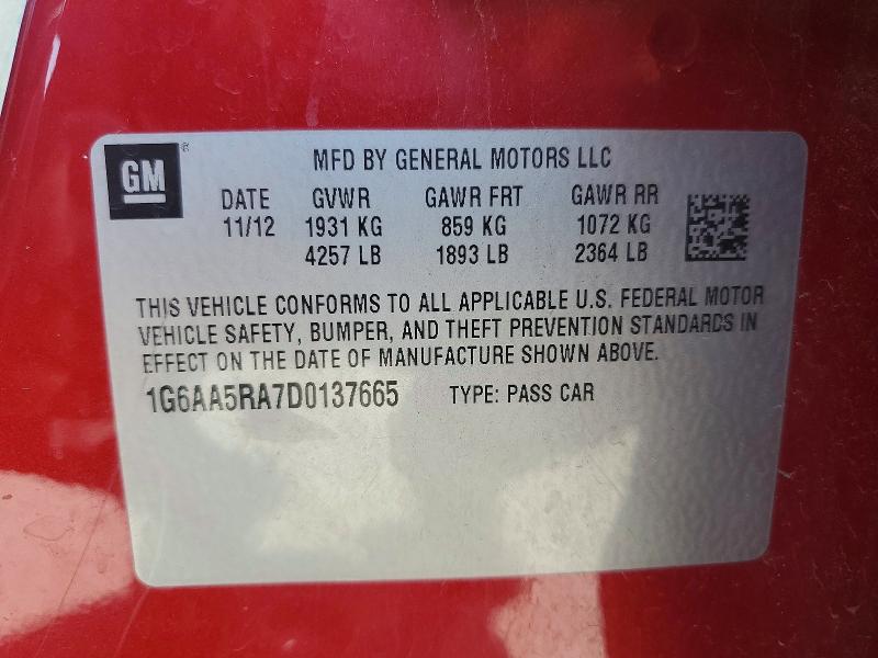 Продаж на аукціоні авто 2013 Cadillac Ats, vin: 1G6AA5RA7D0137665, номер лоту: 42071806