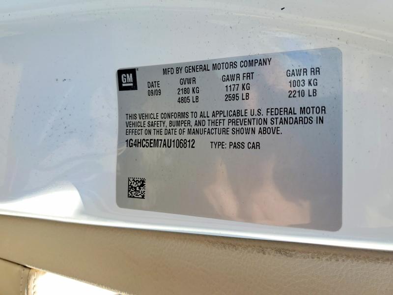 Auction sale of the 2010 Buick Lucerne, vin: 1G4HC5EM7AU106812, lot number: 45696866