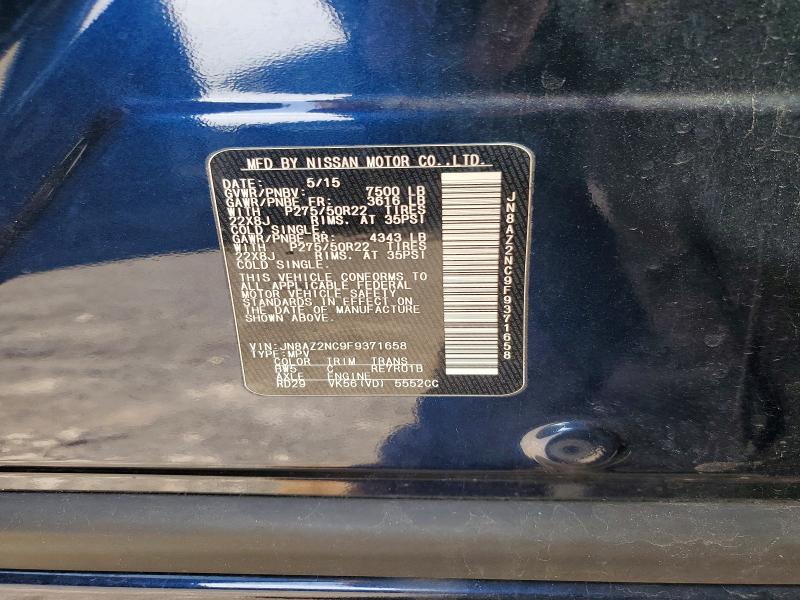 Aukcja sprzedaży 2015 Infiniti Qx80, vin: JN8AZ2NC9F9371658, numer aukcji: 47234456