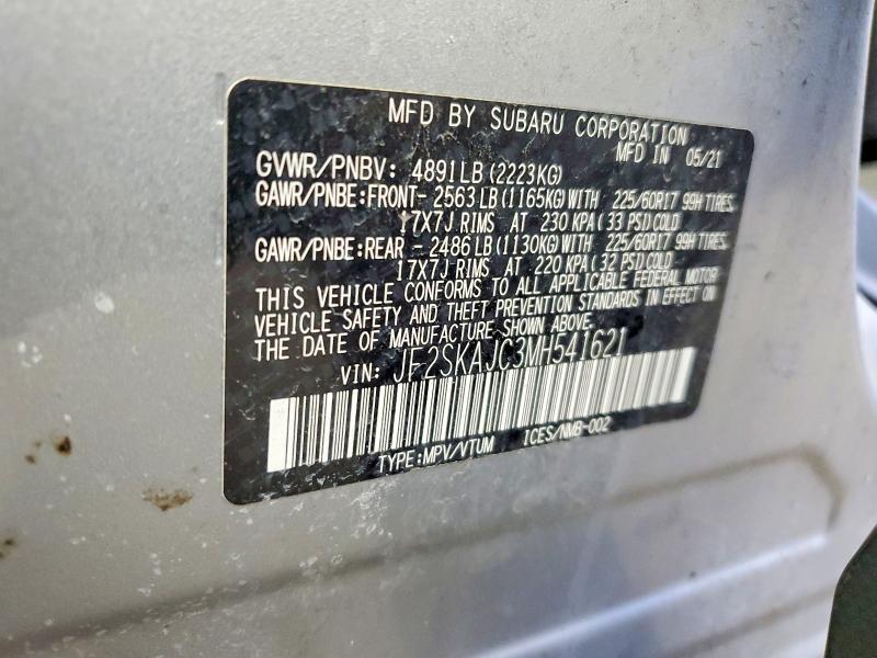 78879795 :رقم المزاد ، JF2SKAJC3MH541621 vin ، 2021 Subaru Forester مزاد بيع