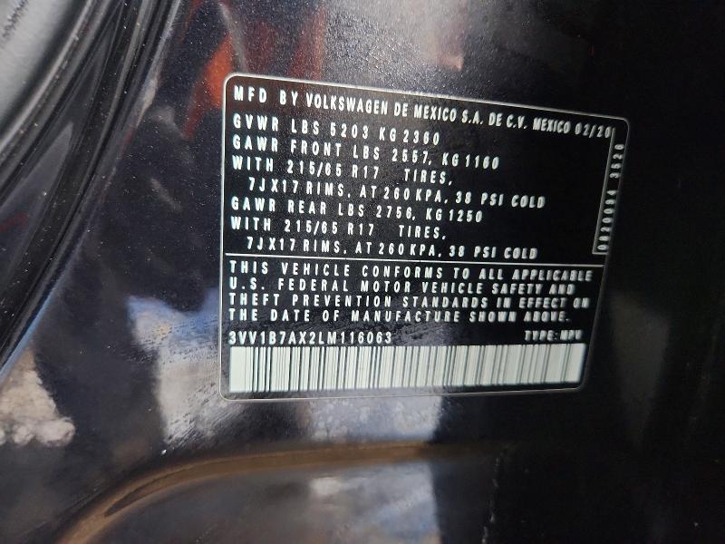 46406656 :رقم المزاد ، 3VV1B7AX2LM116063 vin ، 2020 Volkswagen Tiguan مزاد بيع