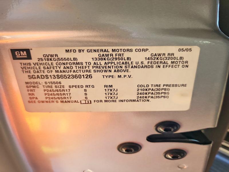 2005 Buick Rainier მანქანა იყიდება აუქციონზე, vin: 5GADS13S652360126, აუქციონის ნომერი: 47804896