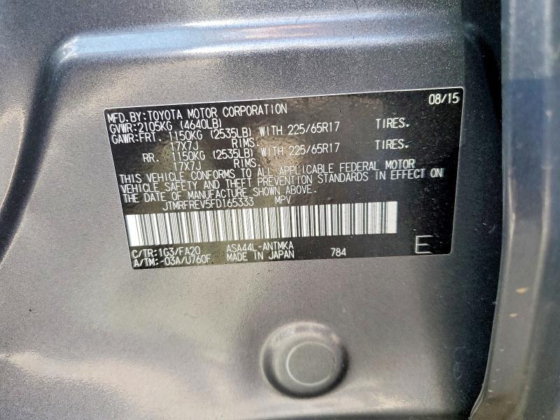 45888316 :رقم المزاد ، JTMRFREV5FD165333 vin ، 2015 Toyota Rav4 مزاد بيع