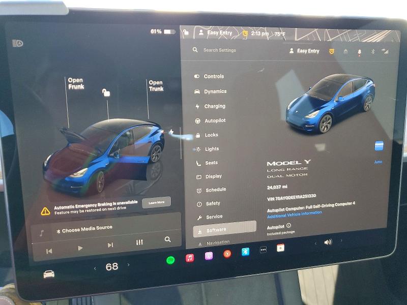 Aukcja sprzedaży 2024 Tesla Model Y, vin: 7SAYGDEE1RA251330, numer aukcji: 79487455