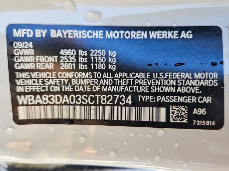 47097766 :رقم المزاد ، WBA83DA03SCT82734 vin ، 2025 Bmw M440xi مزاد بيع