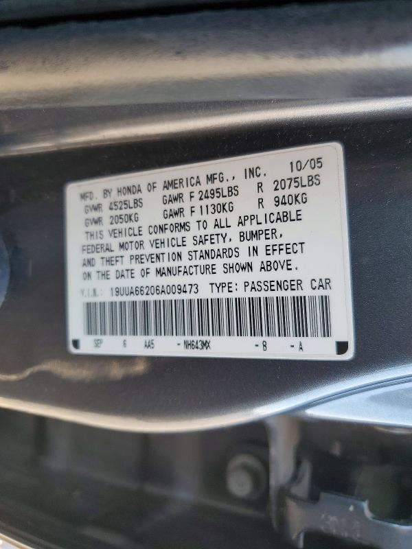 Продаж на аукціоні авто 2006 Acura 3.2tl, vin: 19UUA66206A009473, номер лоту: 47944456