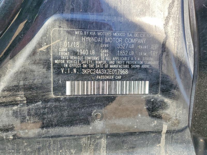 42021846 :رقم المزاد ، 3KPC24A3XJE017968 vin ، 2018 Hyundai Accent مزاد بيع