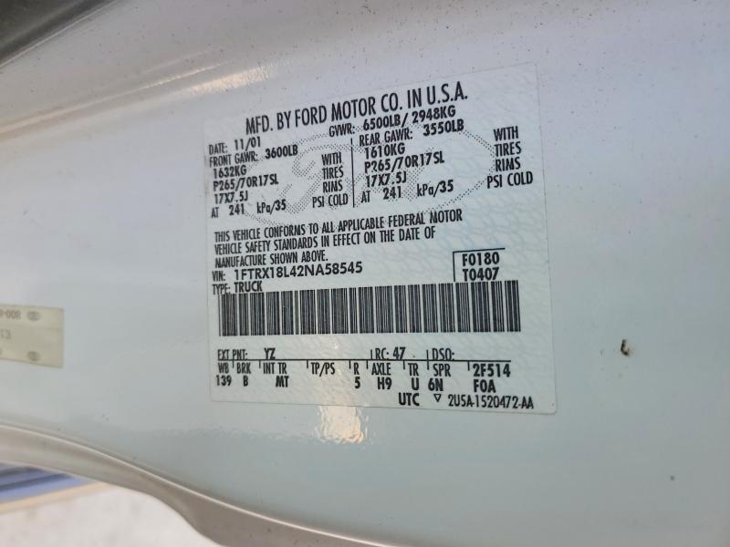 79805795 :رقم المزاد ، 1FTRX18L42NA58545 vin ، 2002 Ford F150 مزاد بيع