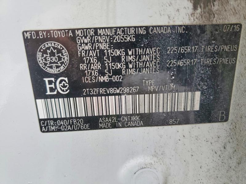 Продажа на аукционе авто 2016 Toyota Rav4, vin: 2T3ZFREV8GW298267, номер лота: 46254746