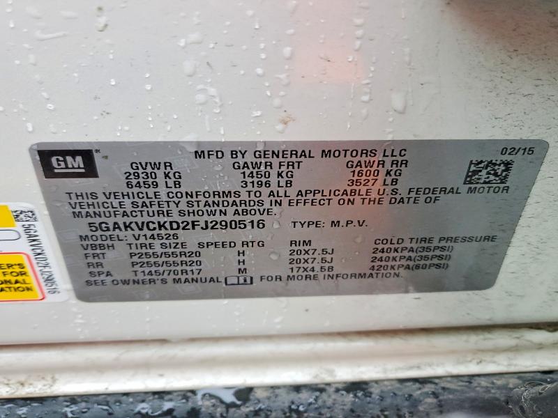 Продажа на аукционе авто 2015 Buick Enclave, vin: 5GAKVCKD2FJ290516, номер лота: 79429595
